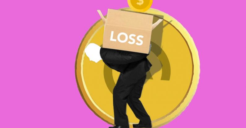 Financial Challenges - Illustration of man carrying box of financial loss on back